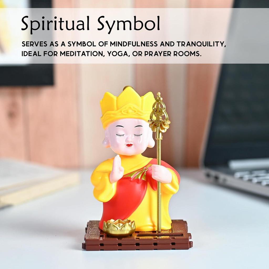 Фигурка монаха для приборной панели автомобиля, дома и офиса – Статуя Будды с вращающейся головой – Украшение фэн-шуй для мира, позитива и удачи в подарок