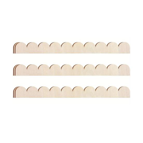 Yousheng 6/12Pcs Unfinished Scalloped Wood Border Trim Farmhouse Home DIY Crafts Wall Cabinet Shelf Door Window Frame Scalloped Edge Decorative Wood