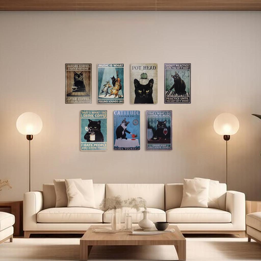 Tin Sign Cat Sign Tin Cat American Goods Vintage Style Wall Decoration 20cm X 30cm (Cat 8390)