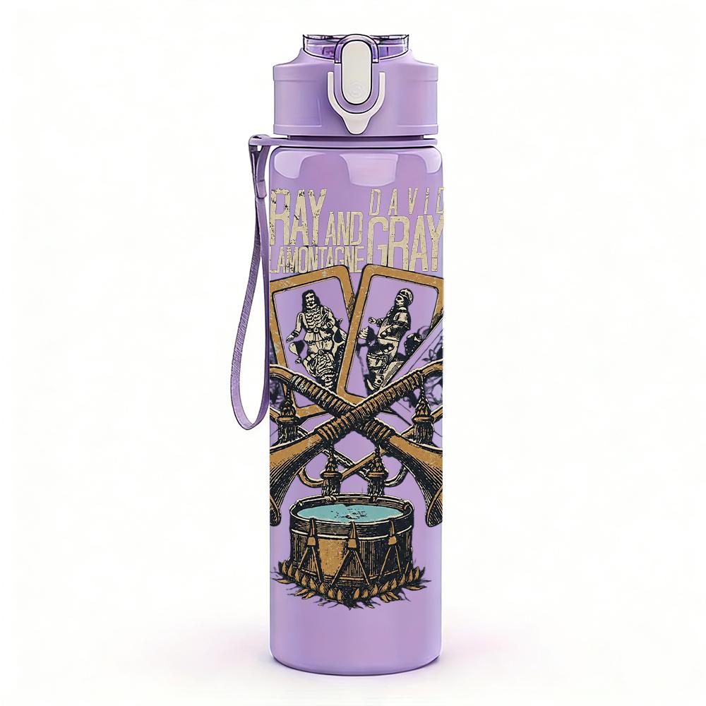 1PC Crossed Shotgun Western Skull Retro Print 750ml Portable Sports Water Bottle Leakproof Gym Outdoor Travel Drink Cup