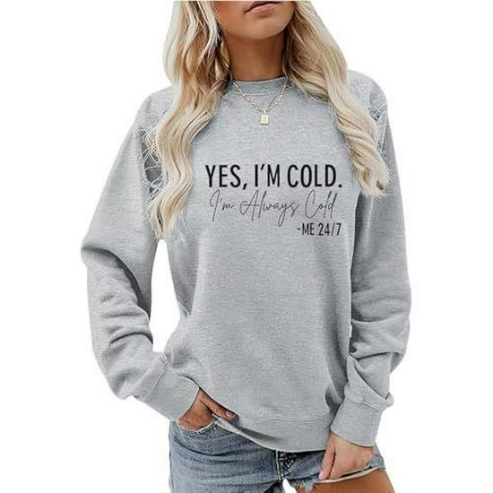 Women's Autumn/Winter Casual Round Neck Sweatshirt - Cold Letter Number Print