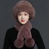Женская зимняя теплая шапка из искусственного меха с шарфом из меха енота