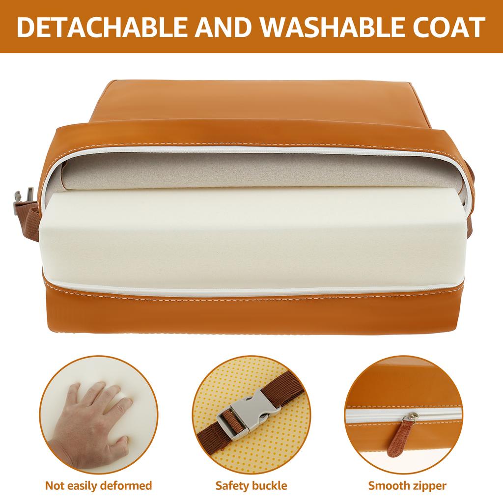 Non Slip Toddler Booster Seat Breathable Leather Chair Booster Seat Cushion with Safety Buckle High Density Foam Kids Seat Pad