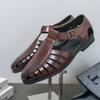 Модные летние мужские повседневные кожаные сандалии-дизайнеры на плоской подошве, с перфорацией, дышащие, обувь для ходьбы, модная, удобная, уличная, противоскользящая, офисная обувь