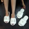 New Letter Mao Mao Raw Autumn and Winter Four Seasons Warm Flat-bottomed Cotton Slippers Fashionable European and American Slippers