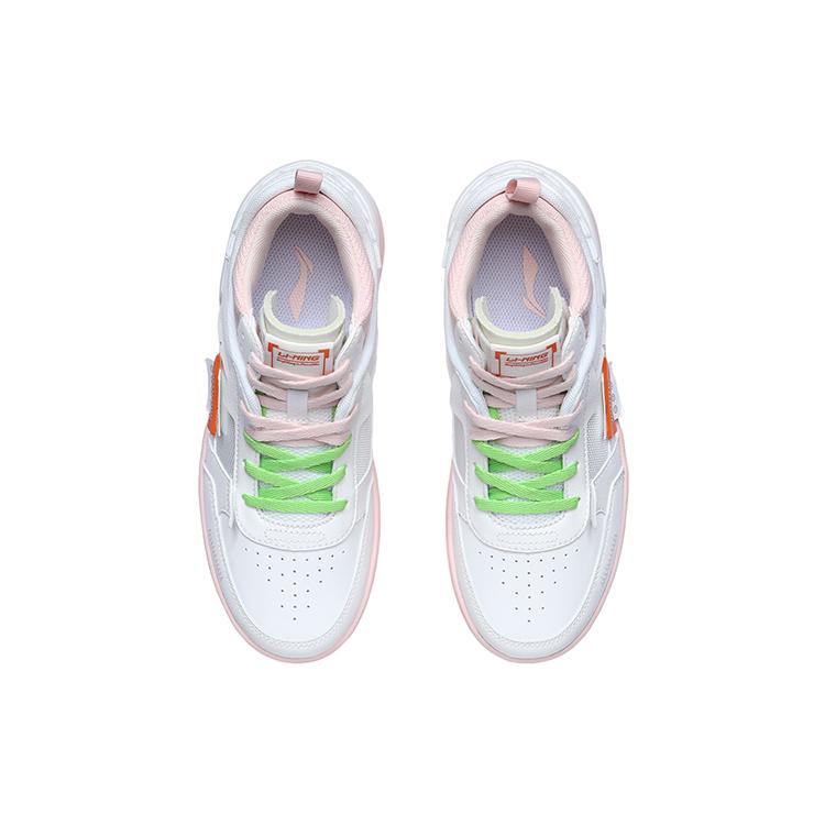 Li Ning CF Новая Серия Нескользящие Легкие Средние Скейтбордические Ботинки Женские Бело-Розовые AGCR112-1