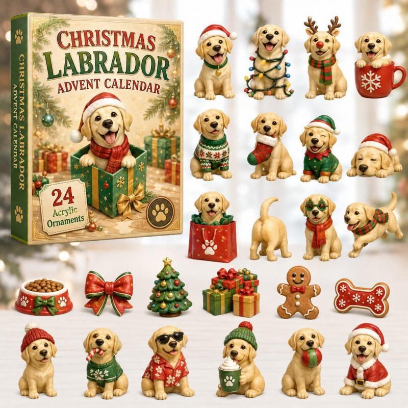 2026 Dog-Themed Christmas Advent Calendar Acrylic Blind Box Gift Kids Adults Decorative Hanging Ornament