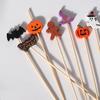 Decorative Sandwich Picks 100PCS Halloween Bamboo Toothpicks, Cute Tree Shaped Disposable Skewers, Natural Appetizer Dessert Toppers for Appetizers