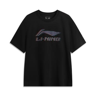 Li Ning Серия Спортивный Тренд Повседневная Минималистичная Буква Свободная Футболка с Коротким Рукавом и Круглым Вырезом Мужские Топы Черный Рисунок AHSV495-4