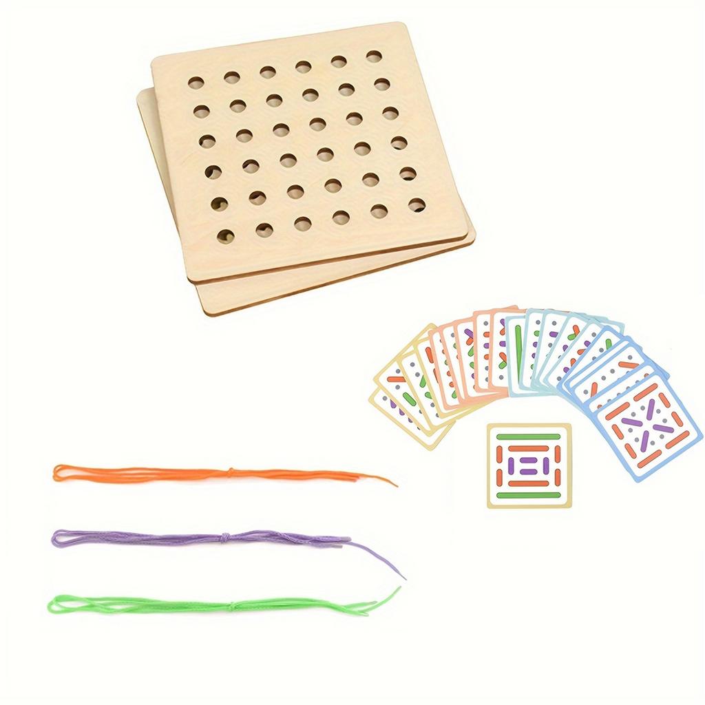Wooden Threading Board Toy, Threading Card Puzzle, Children's Fine Motor Skills Training, Preschool Educational Toys