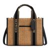Coach Geantă Tote Smith cu Paie și Piele Femei gen tote bags Kaki Negru CAL89-IMXUB