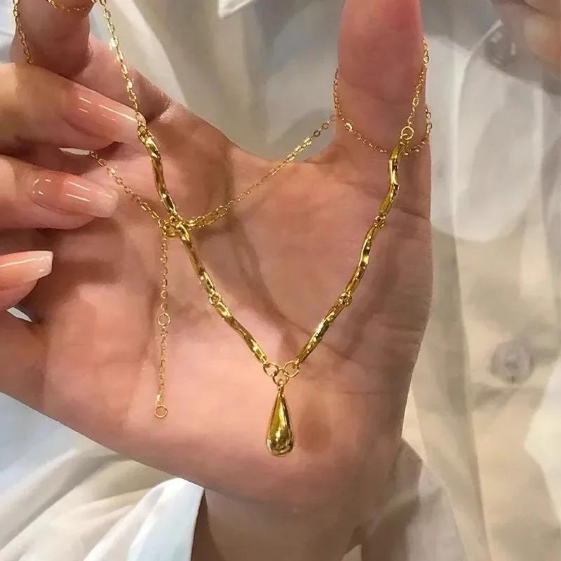 Новые винтажные глянцевые ожерелья с каплями воды, легкие роскошные ленивые нерегулярные ошейники с кисточками, ювелирные украшения