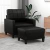 VidaXL Armchair with Footrest Black 60 Cm Faux Leather, Sofa, Armchair, TV Armchair, Single Sofa, Seat, Recliner Sofa, 3201009