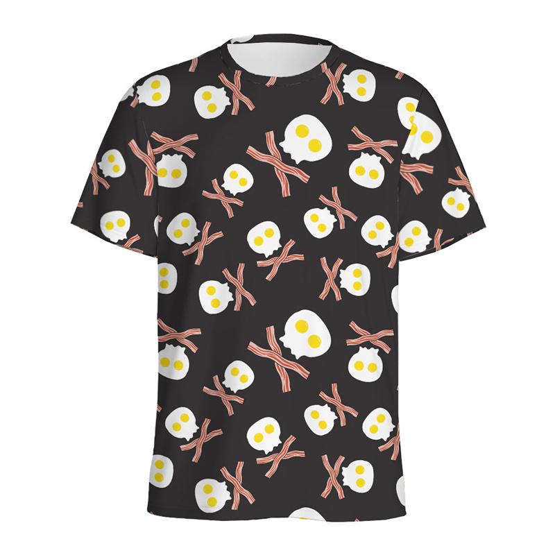Multi Color Eggs 3D Printed T Shirt For Men Womens Kids Cartoon Fried Egg Graphic Tees Tops Short Sleeves Round Neck T-shirt