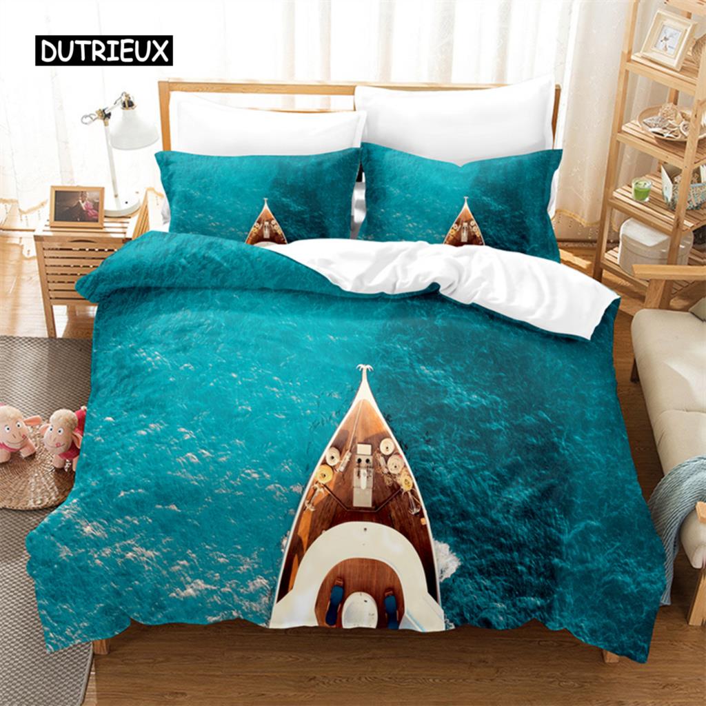 Красивый комплект постельного белья с изображением пляжа на берегу моря, комплект пододеяльников, комплект постельного белья с 3D-принтом, комплект постельного белья размера «queen size», модный дизайн