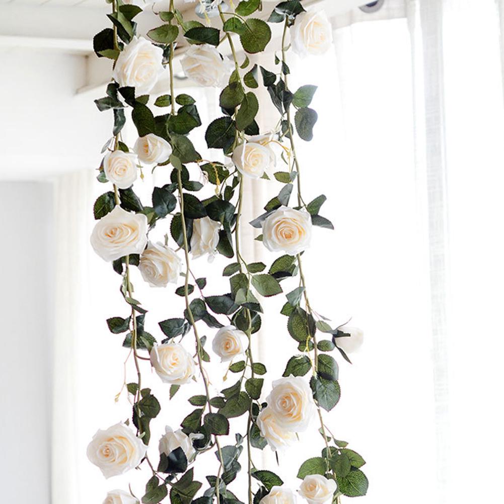 180cm Artificial Rose Flower Ivy Vine String Home Wedding Hanging Decoration Christmas Ornament