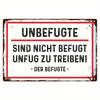 Немецкий 'Unbefugte' 2D Плоский Металлический Настенный Знак - 8x12" Декор для Дома, Офиса, Мастерской
