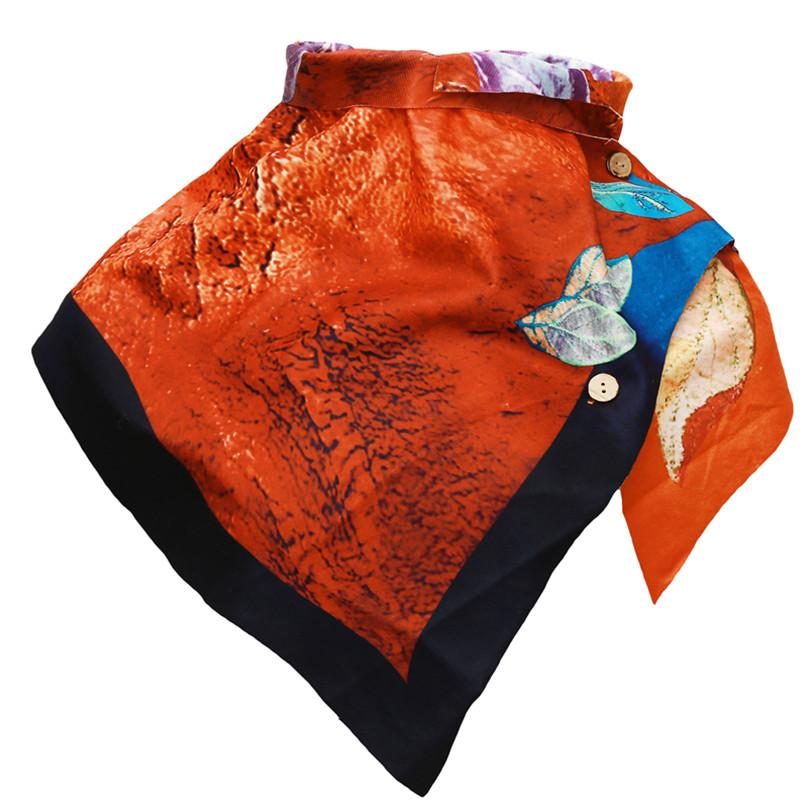 Exquisite Women's Halloween Printed Leaf Scarf Fashion Warm Bib Winter Diagonal Scarf
