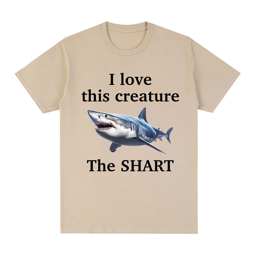 I Love This Creature The Shart Shark Funny Meme T Shirts Men Fashion Short Sleeve T-shirts Cotton Oversized Short Sleeve T-shirt