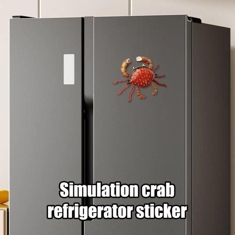 Cute Plastic Crab Refrigerator Sticker Simulation Crab Shaped Movable Limbs 3D Crab Magnet 3D Fridge Ornament Home Decoration