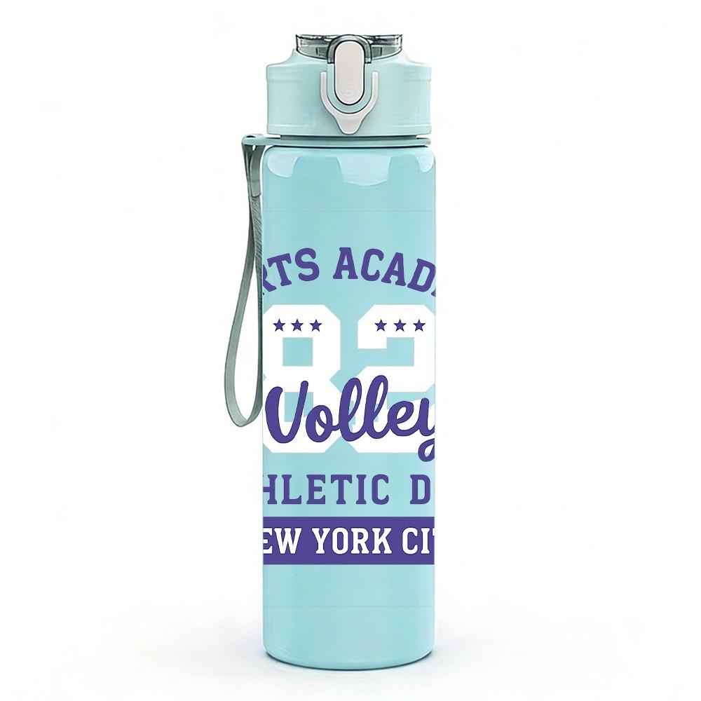 1PC Volley Sports Academy Text 750ml Color Plastic Sports Water Bottle Leakproof Flip Straw Lid Suitable for Sports Office Home Use