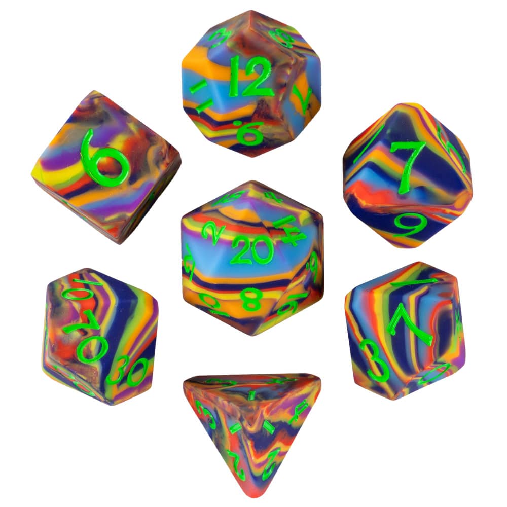Cusdie Силиконовые кубики DND 7 шт. D4 D6 D8 D10 D% D12 D20 Мягкий эластичный набор полиэдрических кубиков для настольных ролевых игр D&D