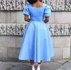 Большой размер, женское летнее модное однотонное платье, женское элегантное цельное свободное платье с квадратным воротником и короткими рукавами