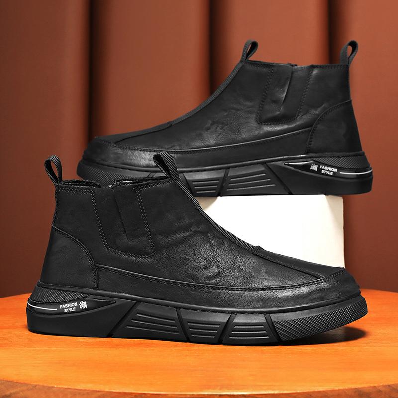 Новые высокие ботинки Противоскользящие Износостойкие Водонепроницаемые Мотоциклетные Мужские Рабочие Ботинки 2025 Челси Мужские Кожаные Ботинки Bota Masculina