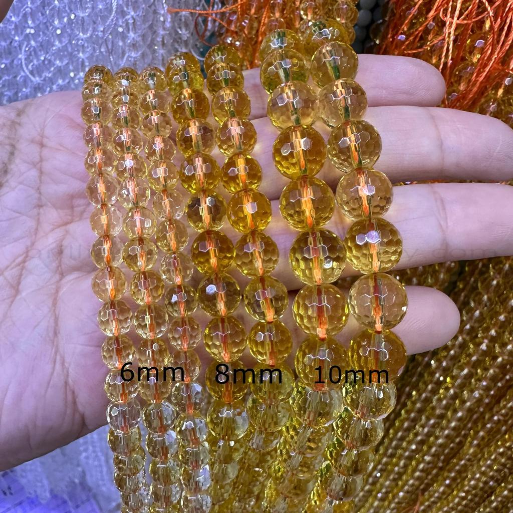 Гидротермальные цитриновые граненые бусины 6 мм 8 мм 10 мм, бусины из кристалла цитрина, бусины из желтого кварца для изготовления ювелирных изделий