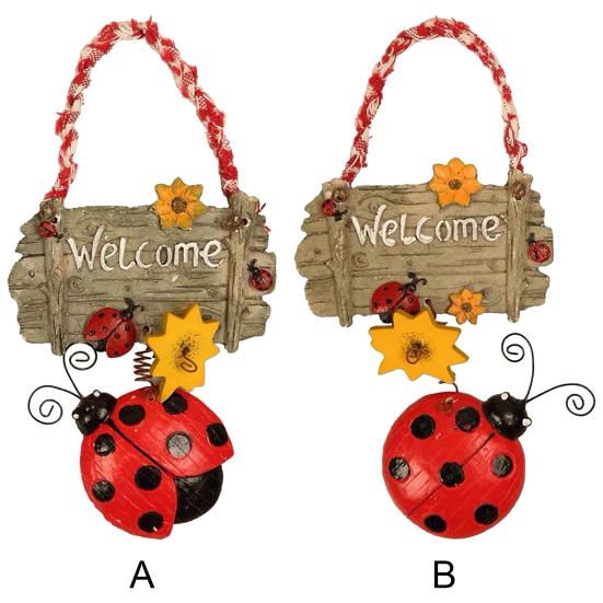 Приветственный знак, мультяшный стиль, декор подсолнечника, яркий цвет, божья коровка, весенний дверной венок для заднего двора