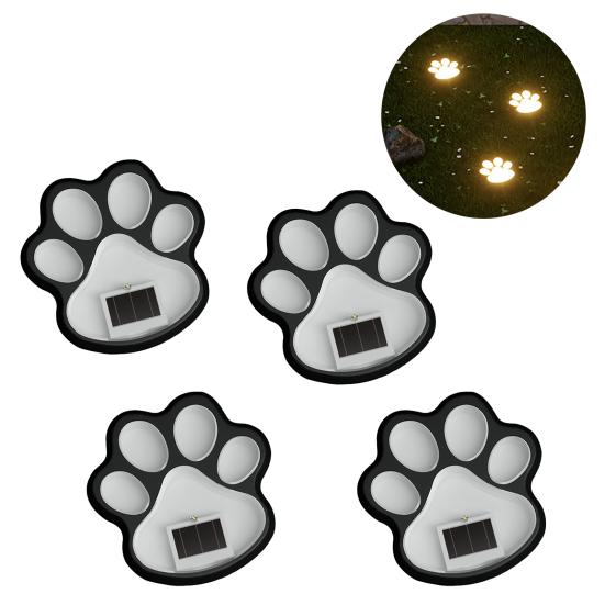 Solar Dog Paw Print Lawn Light, LED Garden Stake Light, Waterproof Outdoor Decorative Footpath Light for Yard Patio, Walkway Landscape Lighting