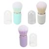 3pcs Nail Dust Cleansing Brush Soft Hair Comfortable Grip Loose Powder Brush with Cover White Purple Green