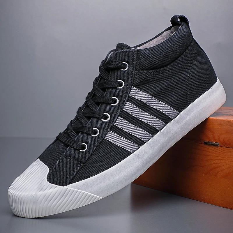 Мужская парусиновая обувь для прогулок на открытом воздухе, нескользящая повседневная обувь 2024 года, модные дышащие высокие мужские кроссовки, летняя новая спортивная обувь