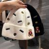 Women's Cute Bear Woolen Hat: Fashionable, Warm, Versatile Knitted Beanie with Ear Protection and Embroidery