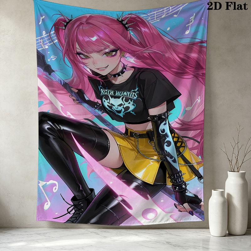 Kpop Demon Hunters Wall Tapestry Aesthetic Wall Hanging Printed Fabric Blanket Decorative Tapestries For Bedroom Living Room Home Decor