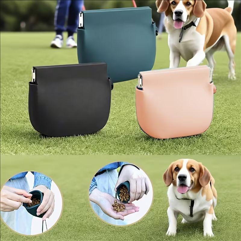 Silicone Dog Treat Pouch Portable Pet Snack Bag Easy to Clean Waterproof for Outdoor Training with Secure Lock Design
