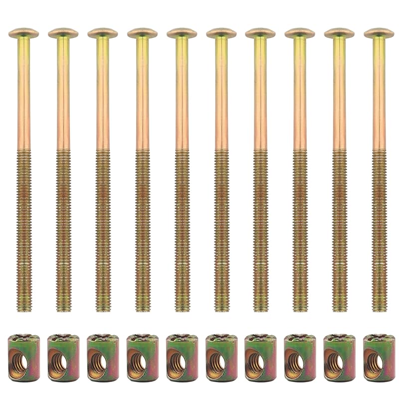 10 Set,Crib Screws Hardware Replacement Kit, M6 X 100mm Bed Frame Bolts and Nuts Kit Hex Drive Socket Cap Screws
