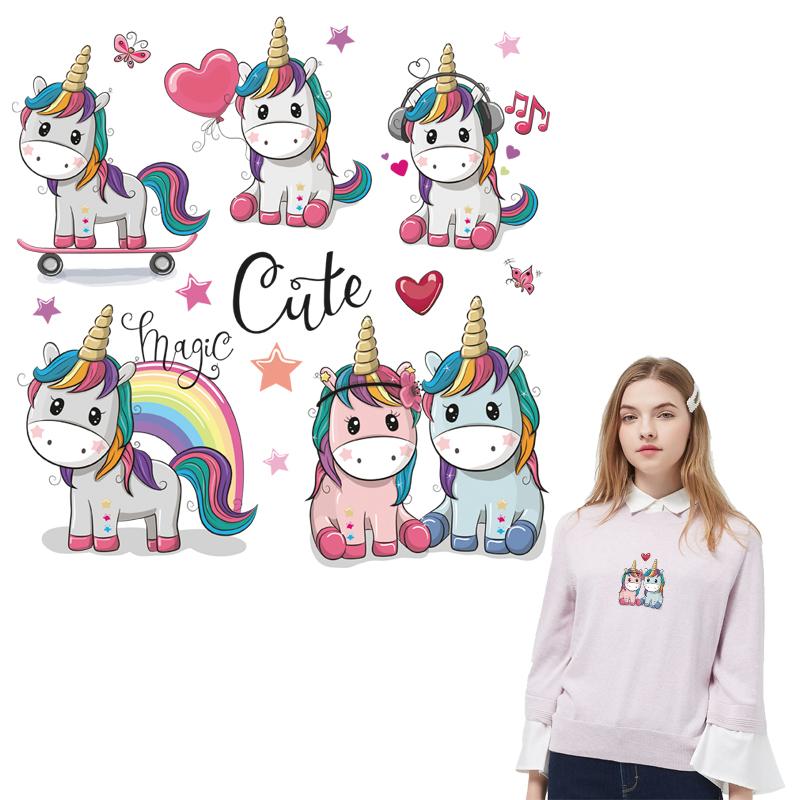 Волшебные нашивки с единорогом для одежды, термопресс, аппликация на джинсы, аксессуары «сделай сам», наклейка, модные полоски, наклейки для глажки