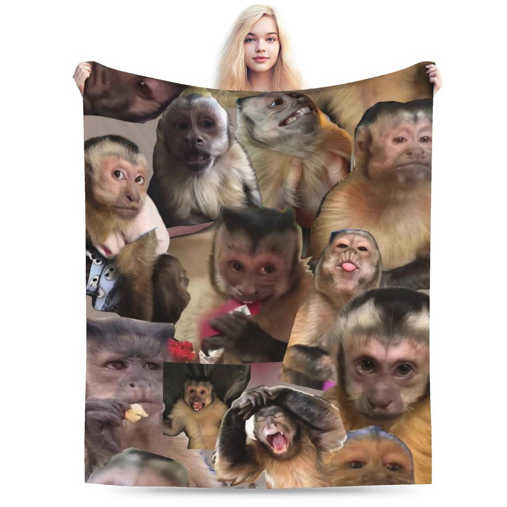 Monkey Face Funny Meme Blanket Ultra Soft Throw Blankets for Sofa 50x60 Inch Multisize Bedding Throws