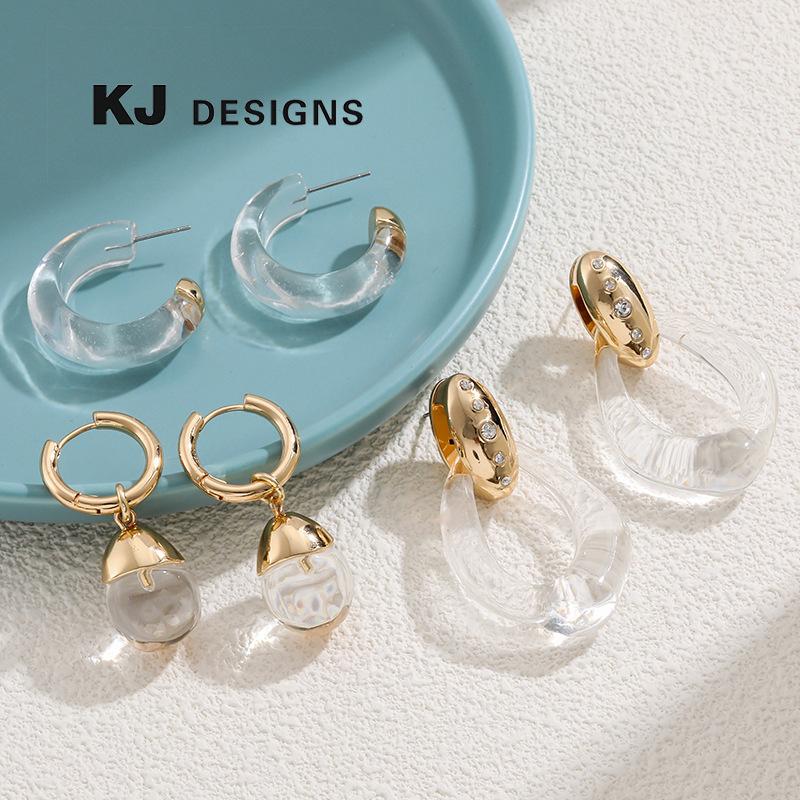 Новые серьги из сплава с бриллиантами и прозрачной смолой, модные женские серьги