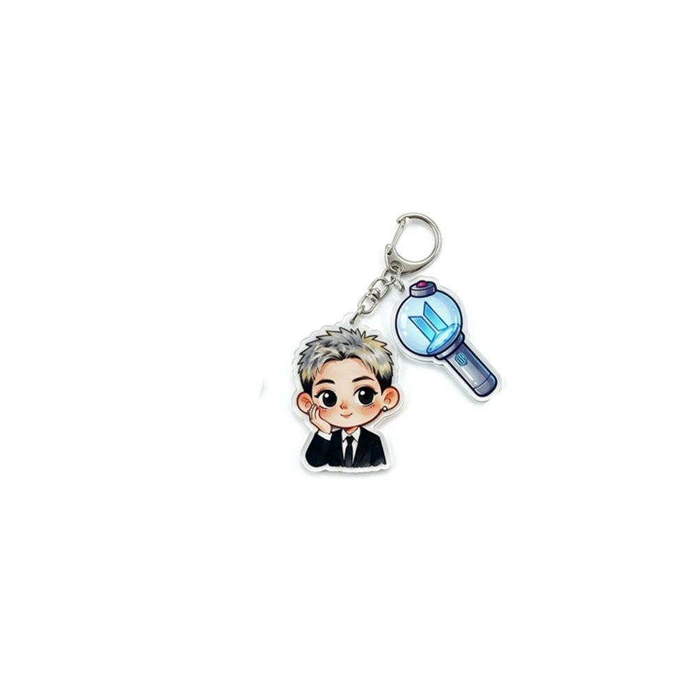 7 шт. Милый брелок BTS, Мультяшная фигурка Bangtan Boys в костюме, Брелок с подвеской-лайтстиком, Мультяшный подвесной брелок на сумку для K-pop айдолов, Для фанатов ARMY