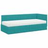 Corner Bed Frame with Mattress and Headboard 2 pcs Turquoise Velvet