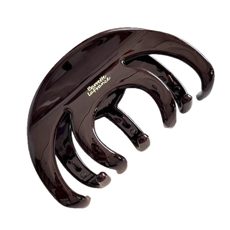 Autumn‑Temperament Coffee Pumpkin Claw Clip Thickened Strong‑Grip Shark Clip For Voluminous Hair Back‑Head Hair Grab Clip Fashion Women Hair Accessory