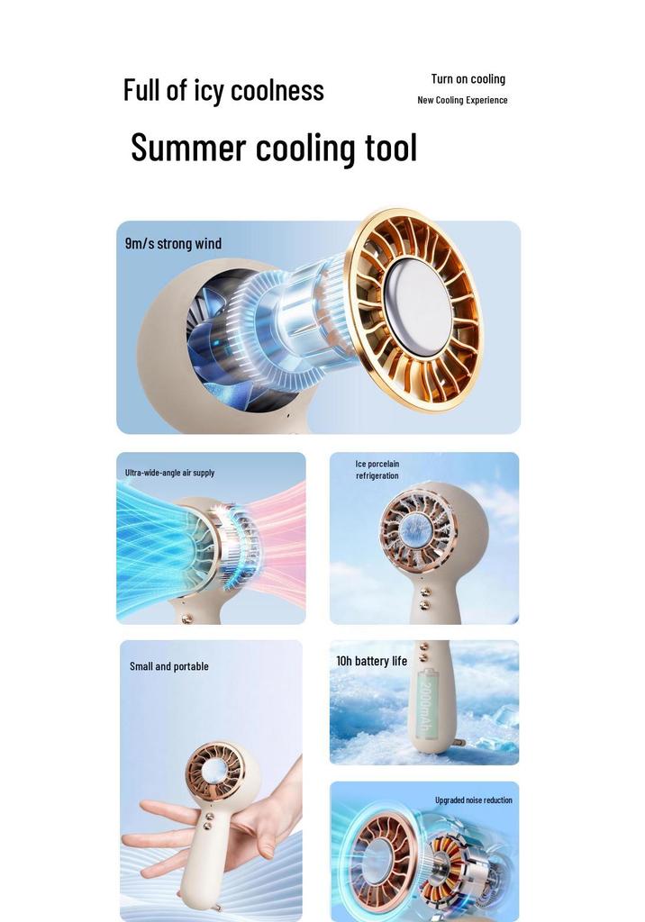 2026 Portable Mini Desktop Fan with Ice Pack and Long Battery Life – Silent Handheld for Outdoor Use