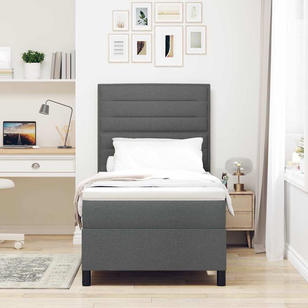 Box Spring Bed with Mattress Dark Gray 80 x 200 cm Fabric