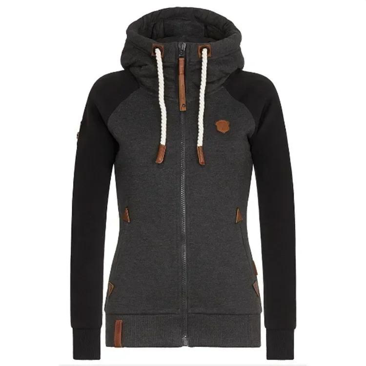 Women's Casual Hoodies Jacket Zipper Mixed Colors Ladies' Coats Tops Casual Sweatshirt Hoodies Large Size Women Clothes