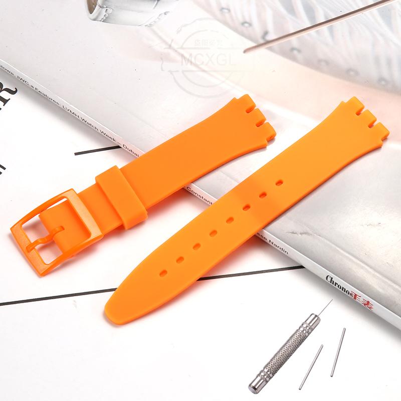 Силиконовый Ремешок Для Часов Swatch 17мм 19мм 20мм Пряжка-Штырек Водонепроницаемый Браслет Наручный Аксессуары Для Часов