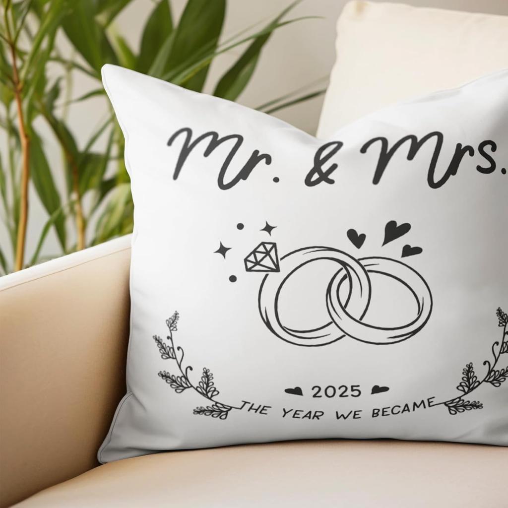 Mr and Mrs Wedding Gifts Pillow Covers 18x18, Wedding Gifts for Couples 2025 Newlyweds Bride Groom, Newly Wed Gifts for The Couple, Just Married