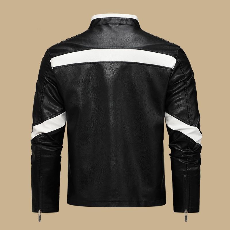 Мужская кожаная куртка, мотоциклетная куртка, европейская и американская художественная вышивка, контрастные цвета, мужская куртка из искусственной кожи