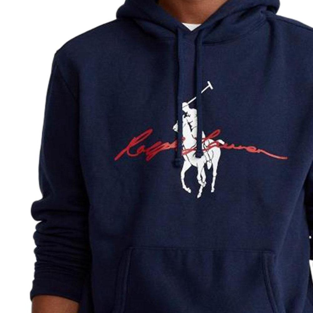 Толстовка с капюшоном и принтом логотипа Polo Ralph Lauren Мужская толстовка темно-синего цвета 710839053-001